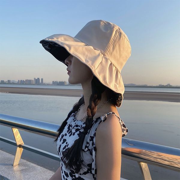 

wide brim hats bucket summer upf 50 sun beach hat fashion women s outdoor floppy bob panama 230629, Blue;gray