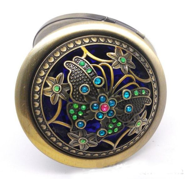 

dia 70mm russia style vintage cosmetic mirror pocket round compact mirror rhinestone flower twoside make up mirror lady favors 108032738