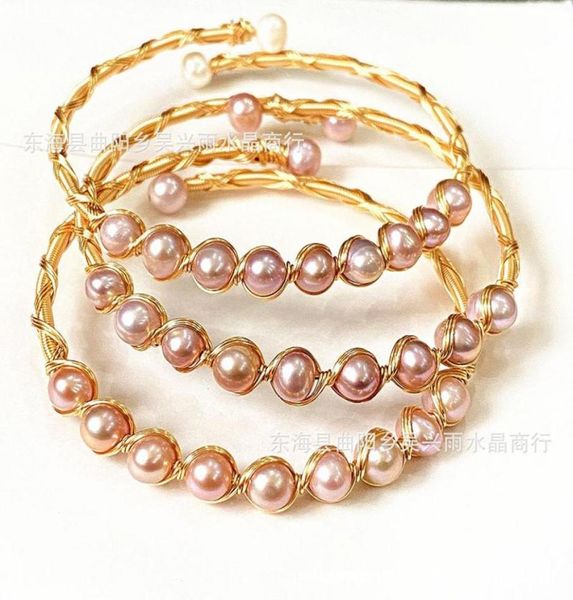 

bangle graceful freshwater natural pearls cuff bracelets whitepurple pearl vintage handmade copper strand golden wedding bracelet7775002, Black