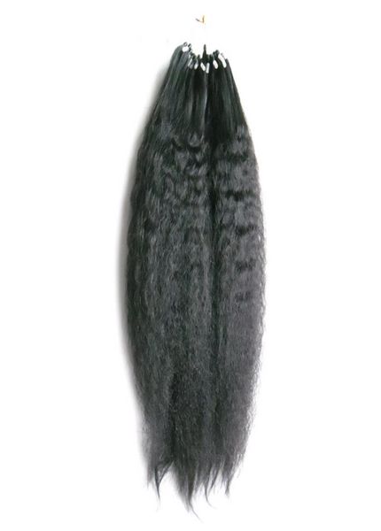 

coarse yaki micro loop human hair extensions 100g kinky straight micro loop ring hair highlight color remy micro bead extensions8587200, Black