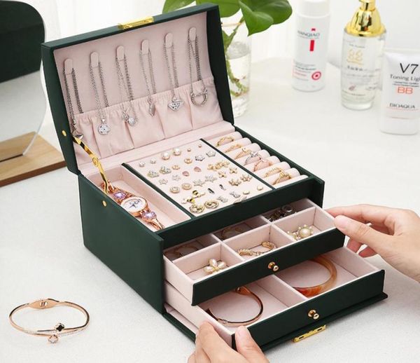 

bloong layers jewelry organizer box exquisite women girls gift display holder earring ring necklace storage 2208134733216, Black