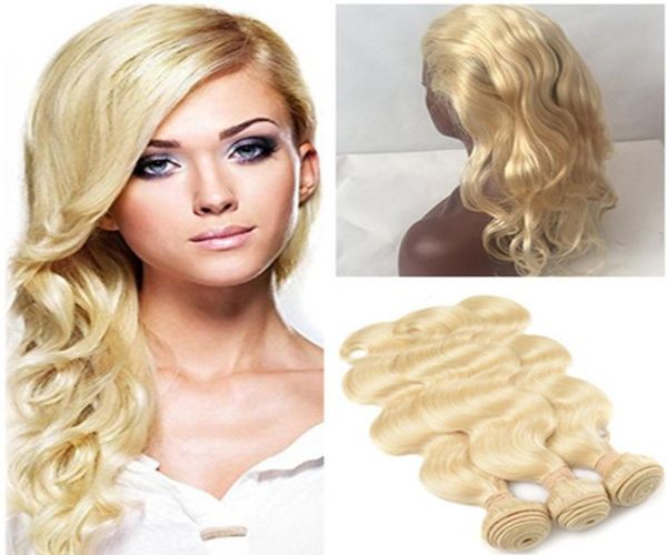 

pre plucked 360 full lace frontal closure with blonde weaves body wave 613 peruvian blonde human hair 3bundles with 360 frontal c6125870, Black;brown