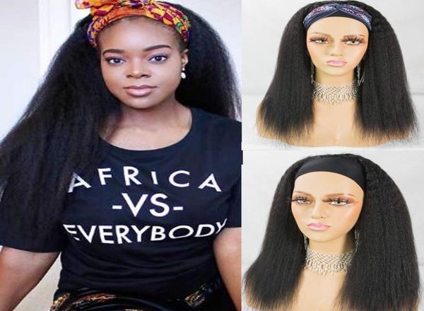 

kinky straight headband glueless wig human hair wigs remy brazilian full machine made wig for women1980538, Black;brown