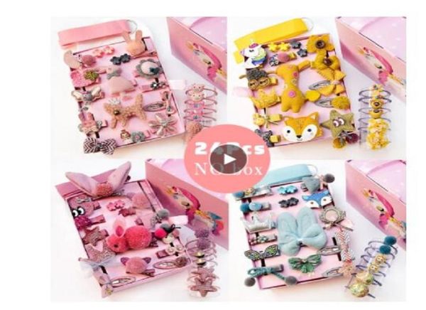 

24pcsset baby hair clips cartoon baby headband cute bow flower children hairpin barrettes headwear baby hair accessories no box2219757, Slivery;white
