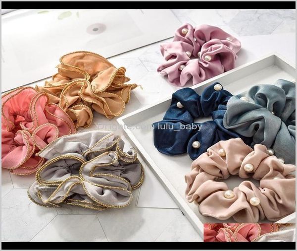 

women chiffon big scrunchies solid hair ties lace elastic hair bands summer headwear girls black cotton hair accessories qeloc q3k9430054