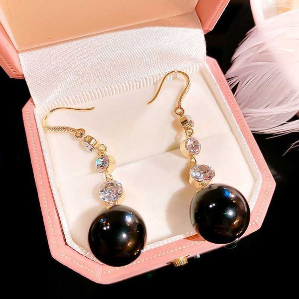 

stud exquisite and gentle retro long black pearl earrings for women fashion earring birthday party jewelry gifts r230630, Golden;silver