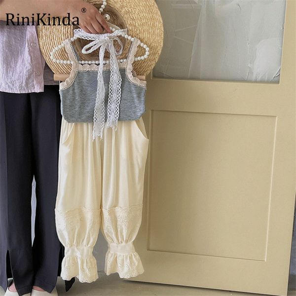 

trousers 2023 sweet girls pants baby kids loose floral lace spring summer girl breathable pant children clothing 230630, Blue