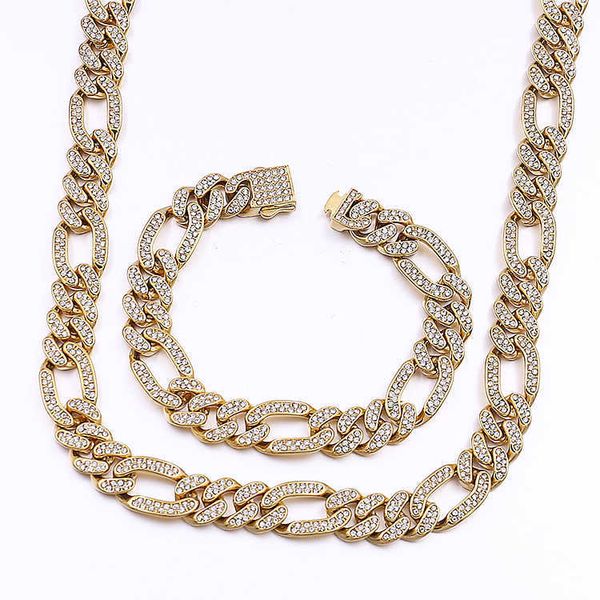 

new design fashion 12mm 16mm 20mm big miami cuban heavy necklace bracelet set prong setting iced out cubic zirconia, Silver