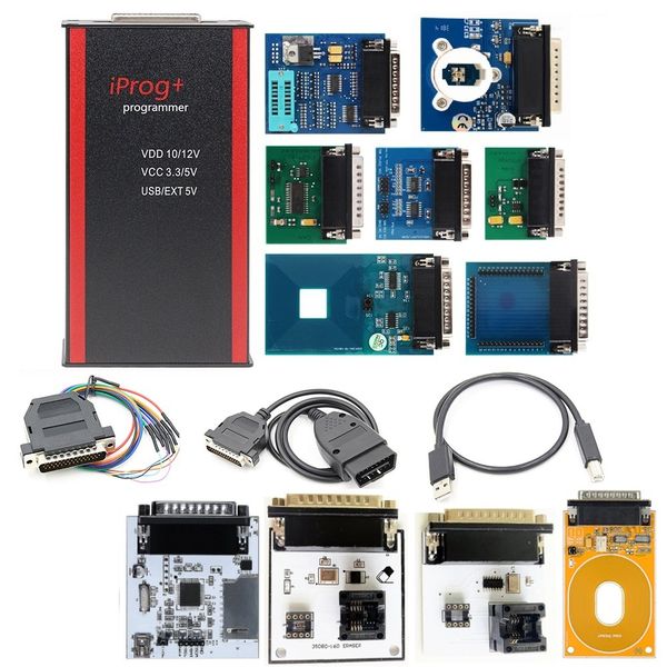 

iprog pro v87 with 11 adapters support immo/radio / reset auto ecu key programmer tool replace carprog/digiprg