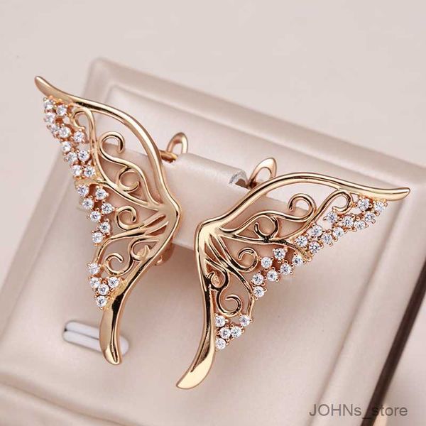 

stud luxury rose gold women earring natural zircon dazzling hollow butterfly stud earring wedding jewelry gift r230630, Golden;silver