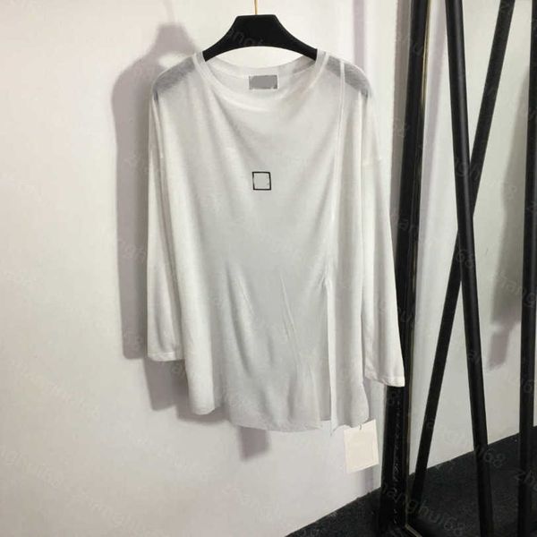 

23ss tee womens t-shirt womens designer clothing round neck pure cotton rubber logo under the spread of long-sleeved t-shirt sunscreen women, White