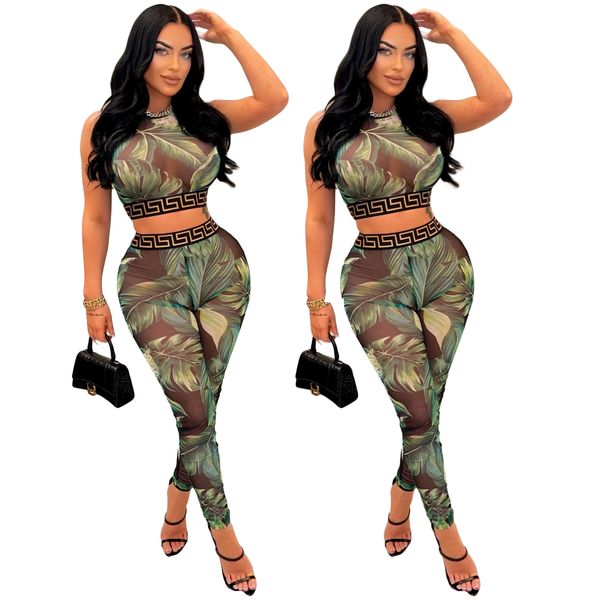 

women's casual slim pants fashion short sleeve pattern two-piece set ship, White