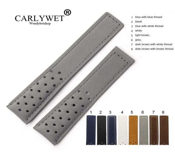 

carlywet 20 22mm real calf leather grey suede vintage replacement wrist watch band strap belt for tag carrera watch5337961, Black;brown
