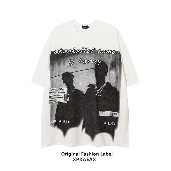 

spaceman original fashion xpkaeax brand american high street hiphop fashion rascal handsome men 2022 new oversize half sleeve stussys, White;black