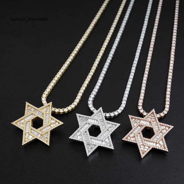 

delicate 925 sterling silver star of david necklace men's moissanite necklace