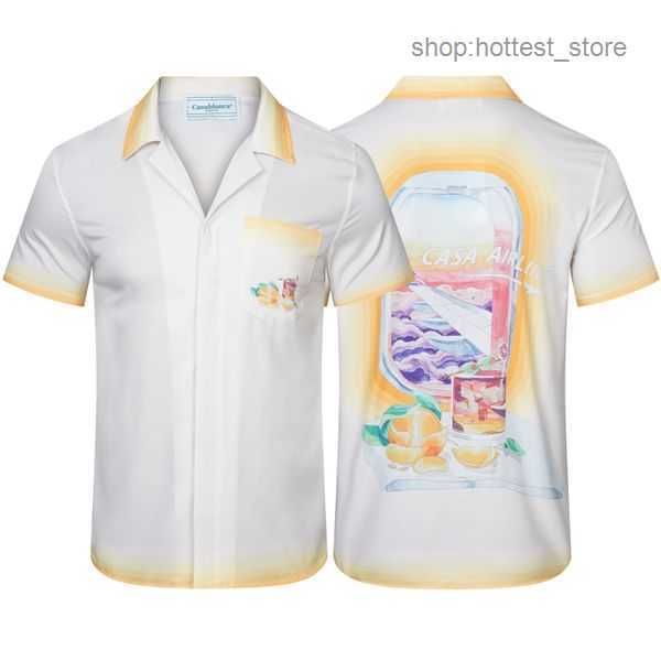 

casablanca shirt designer shirts men casual beach short sleeve print classic button lapel slim fit blouses us size -3xl 179, White;black