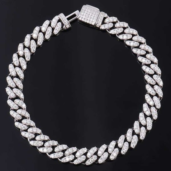 

10mm iced out pass diamond tester vvs moissanite jewelry 925 sterling silver necklace bracelet women men cuban link chain