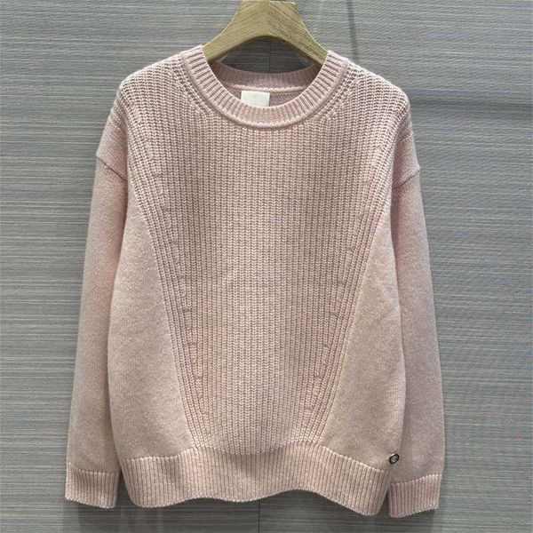 

classic crew neck cashmere sweater designer women long sleeve loose fit soft and comfortable versions knitwear 2 color womens elegant versat, White;black