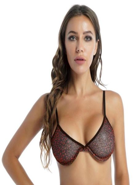 

twopiece suits womens039s leopard print swimsuit seethrough mesh unlined underwire bra adjustable shoulder straps bikini 1434966