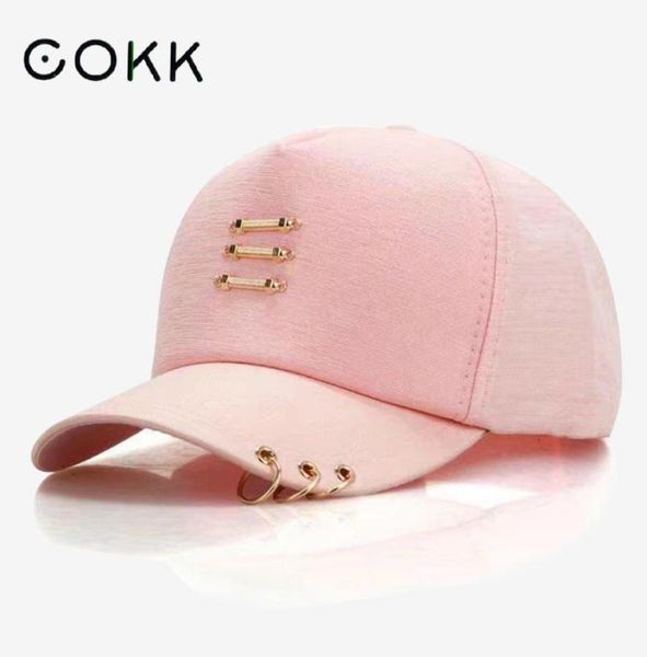 

cokk iron ring cap women baseball cap with rings gold color snapback hip hop hats for women men dad hat kpop drop gorras2831236, Black;white