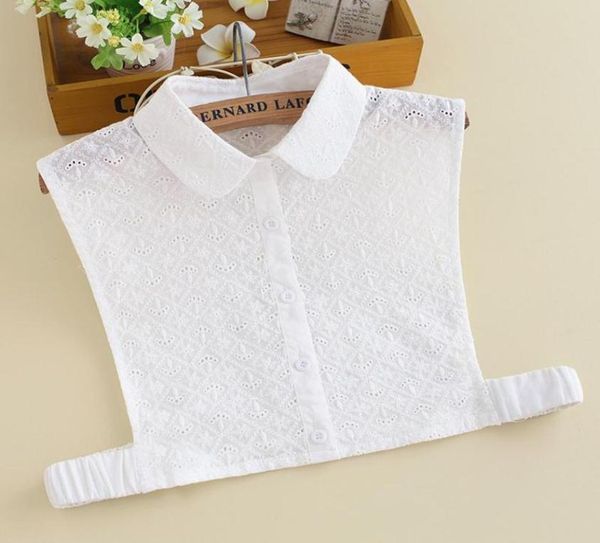 

bow ties women neck sweater shirt elegant ruffles detachable false collar embroidery lace flower cotton lapel fake blouses bow3147116, Black;gray