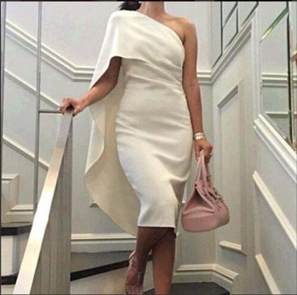 

modern white one shoulder prom dresses arabic dubai short cocktail dresses evening gown knee length saudi arabian formal party dre8244262, Black