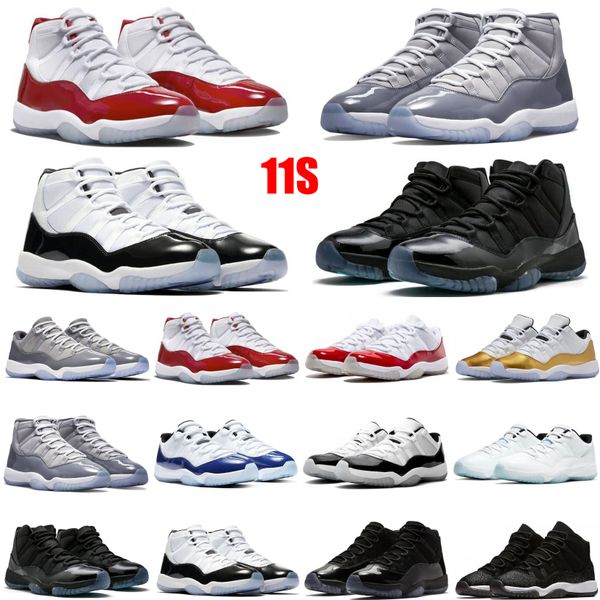 

11s basketball shoes for men women cool grey concord45 gamma cap and gown bred space jam legend cherry low concord blue sneakers, Black