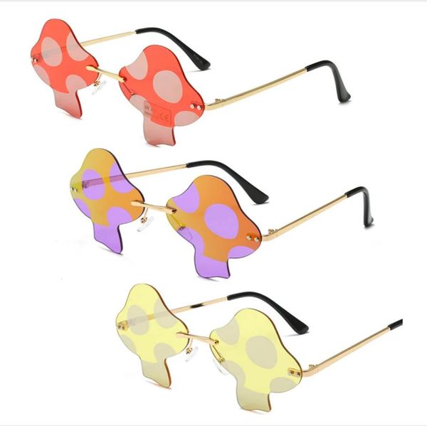 

latest mushroom sunglasses ladies retro steam mushroom rimless glasses fashion prom party eyewear oculos de sol, White;black