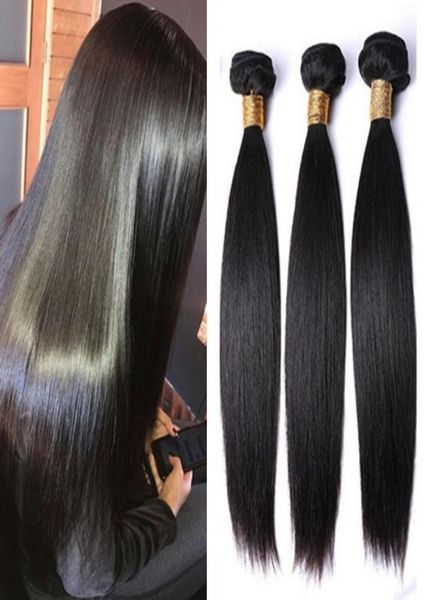 

9a straight hair bundles raw virgin indian hair extensions straight human hair weft weave bundles weaving5418269, Black