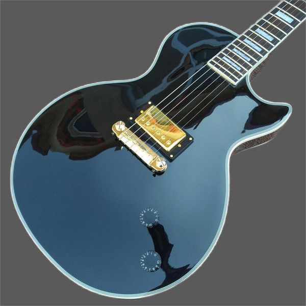 

custom lp electric guitar fingerboard, black and gold hardware