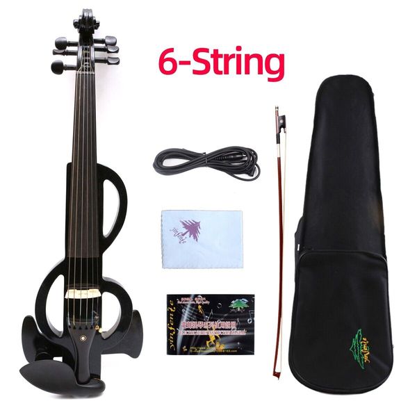 

6strinig electric violin 4/4 wood body sweet sound case bow black #ev17