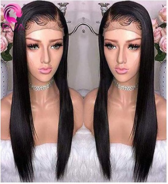 

transparent invisible lace front wig straight 360 full natural wigs 150 hd thin film laces frontal pre plucked diva19507650, Black;brown