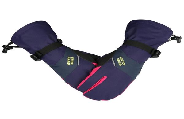 

3 fingers waterproof winter snow ski mittens men women black pink touchscreen hand protection warm skiing snowboard gloves 2112293921717