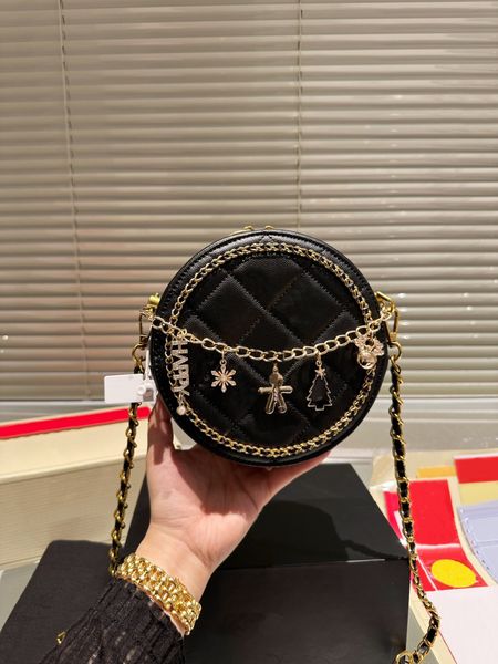 

tz fashion small round cake bags gold tone hardware chain handbags luxury designer shoulder crossbody bags vintage makeup bag mini clutch pu