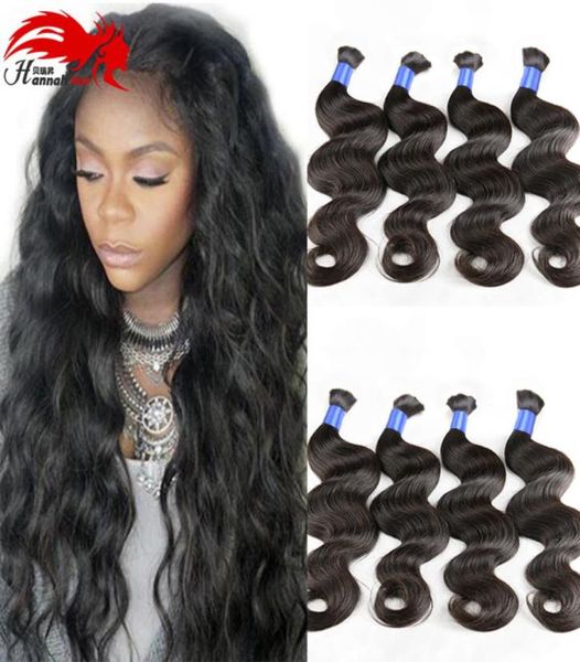 

micro mini braiding bulk hair hannah product unproceseed bulk hair for braiding 3pcs body wave human no weft brazilian hair5582102, Black