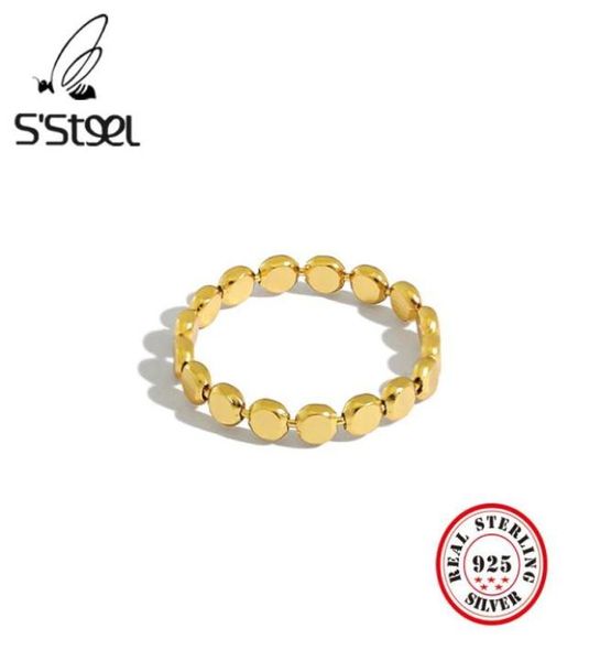 

cluster rings s039steel korean ring 925 sterling silver for women geometric designer gold sortijas de plata ley mujer fine jewe5127755, Golden;silver
