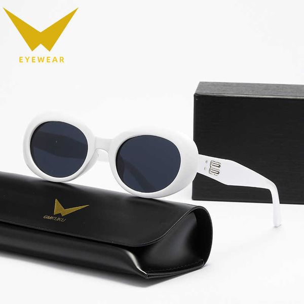 

2023 new oval fashion concave sunglasses female cat eyes sunscreen high level triumphal arch, White;black