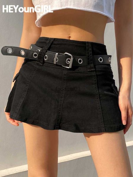 

heyoungirl aesthetic harajuku high waist mini skirt summer casual a line shorts skirts women black white gothic kawaii l230621