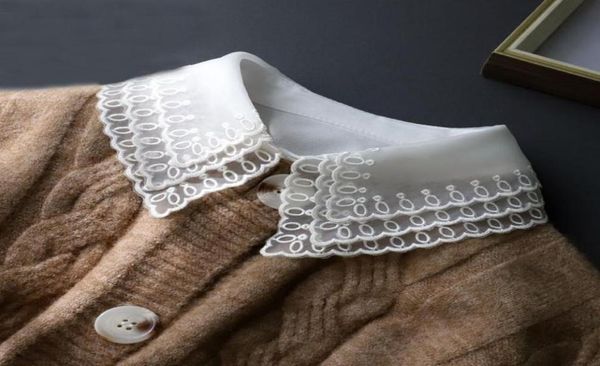 

bow ties women lapel fake collar female neckwear shirt detachable half blouse button false clothing accessories7604299, Black;gray