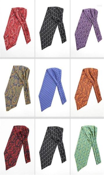 

bow ties paisley floral ascot tie men pink cravat man green silk mens brown polyester wedding scarf b1227221332, Black;gray
