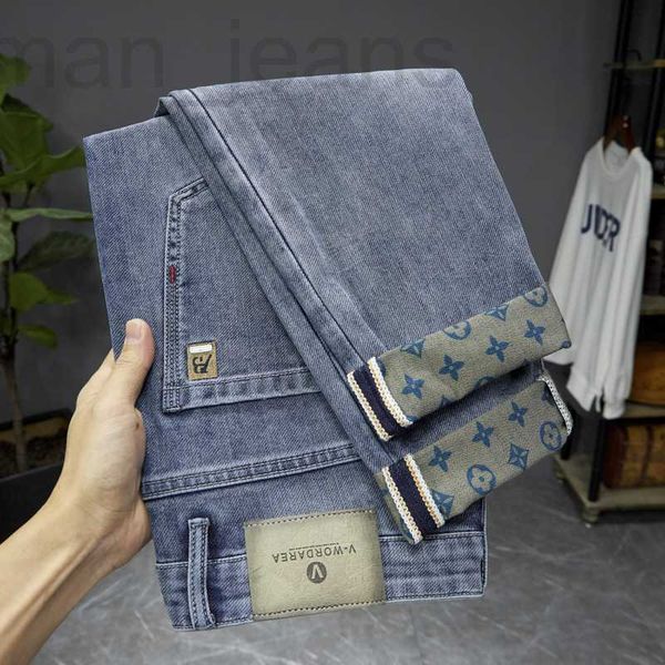 

men's jeans designer men's new spring/summer 2023 trendy brand printed ins embroidered light luxury fashion small straight leg pan, Blue