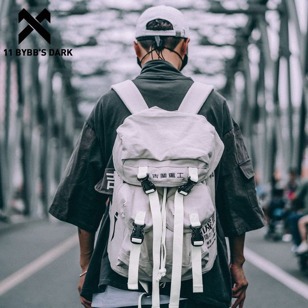 

school bags 11 bybb s dark hip hop men s backpack hasp vintage ribbon korean canvas streetwear harajuku 230629