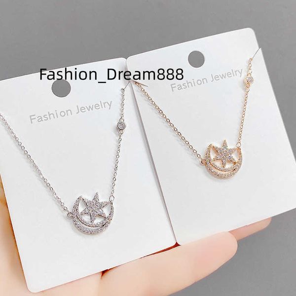 

xl61931 fashion dainty gold plated women jewelry star moon pendant necklace, Silver