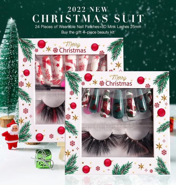 

natural thick eyelashes and wearable nails set colored mink hair full strip lashes extension makeup for beauty7565697