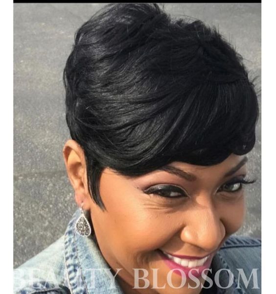

short lace front wigs human hair brazilian original hair 6inch straight machine made lace front wig angel wave6636722, Black;brown
