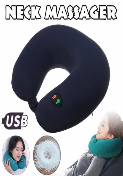 

electric 6mode ushaped travel cushion pillow neck massager vibration cervical pillow massage relaxing family car4800946