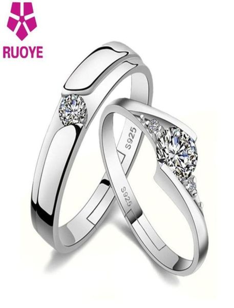 

cluster rings romantic women men ring lover couple opening design crystal inlay silver color jewelry gift whole 20215620879, Golden;silver