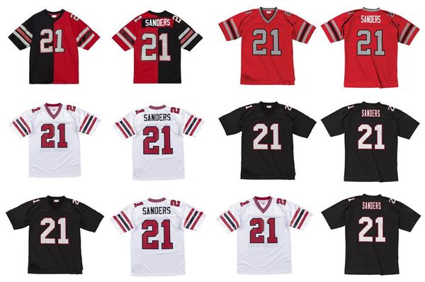 

stitched football jersey 21 deion sanders 1989 red mitchell & ness retro rugby jerseys men women youth s-6xl, Black;red
