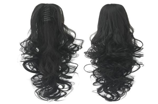 

001 synthetic ponytail long straight hair 16quot22quot clip ponytail hair extension blonde brown ombre hair tail with drawstr7718137, Black