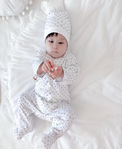 

infant boy girls clothes spring autumn newborn kids romper jumpsuits with hat cotton babe clothing long sleeve baby footies toddle1739030, Blue
